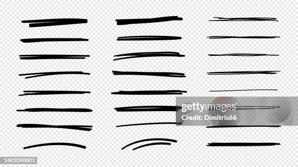 vector hand drawn collection of underlines and highlight lines - horizontal line stock illustrations